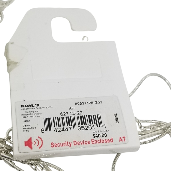 NINE WEST NWT SILVERTONE LAYERED SNAKE CHAIN & OPEN RECTANGLE ACCENTS NECKLACE - Picture 5 of 6